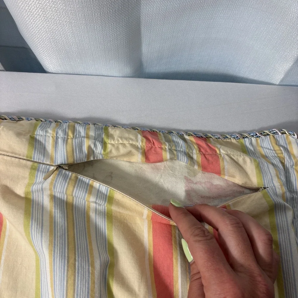 (2) Waverly Charleston Chirp Bird‎ Floral Pillow Sham Standard Farmhouse Striped